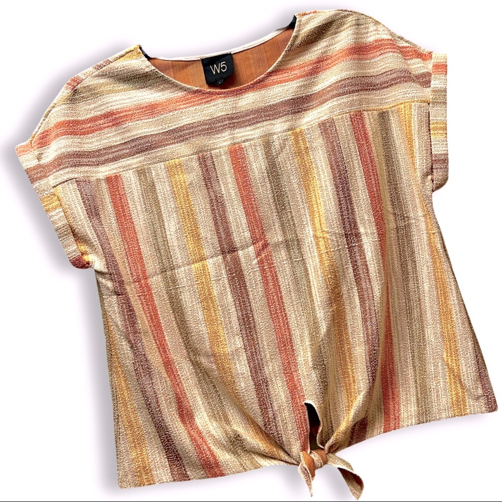 Fall color Top • W5 • Stripes • Light • Neutral • Front Tie • Top •